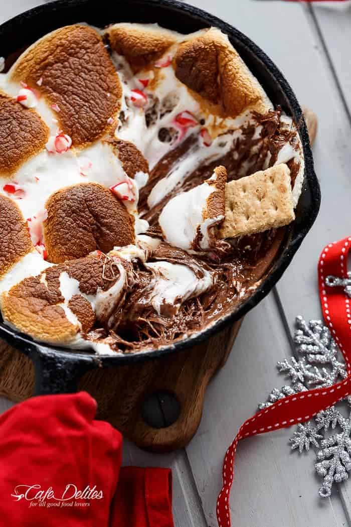 Candy Cane Christmas S'mores Dip - Cafe Delites