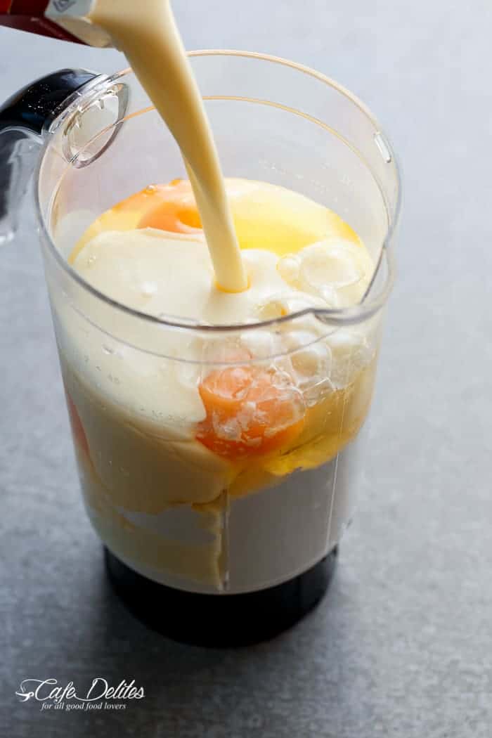Blender Eggnog Crepes | https://cafedelites.com