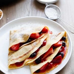 Blender Eggnog Crêpes on a plate