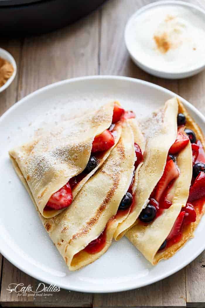 If you have any leftover Eggnog in your fridge Blender Eggnog Crêpes