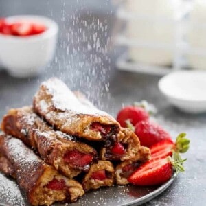 Gingerbread French Toast Roll Ups on a plate