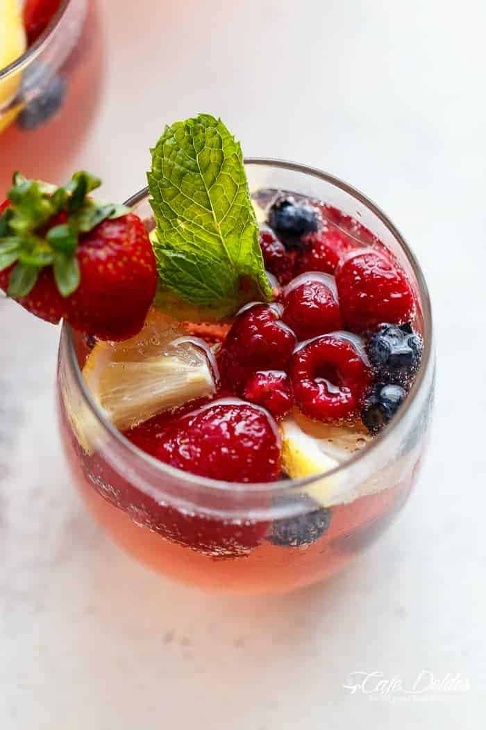 A beautiful and refreshing spin on a traditional Sangria using a mixture of frozen berries Berry Sangria