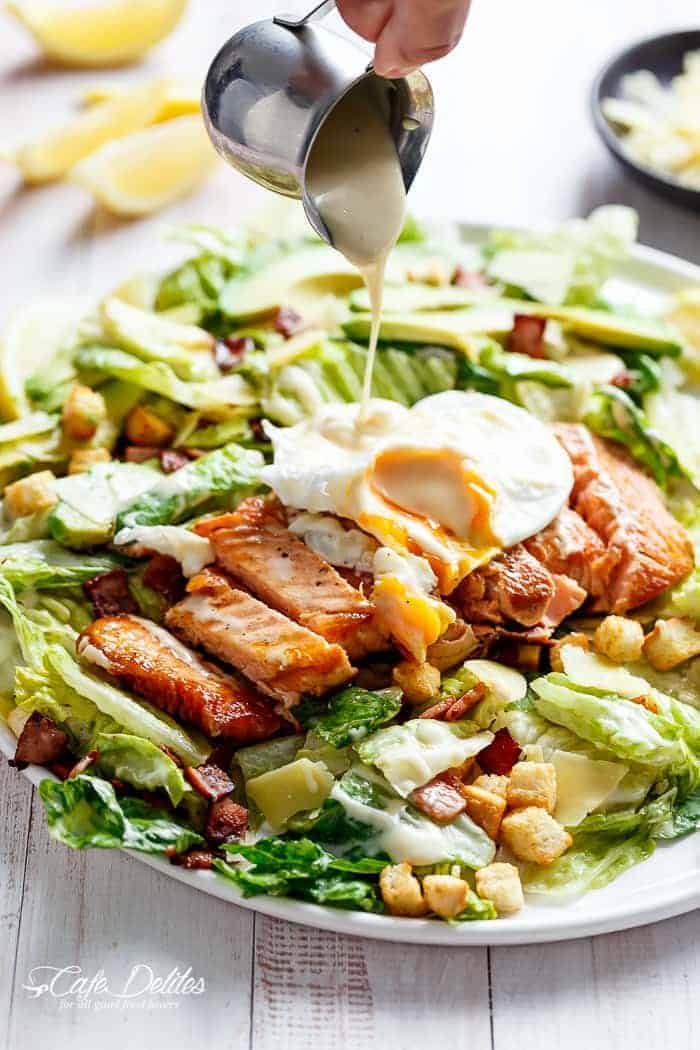 Grilled Salmon and Avocado Caesar Salad | http://cafedleites.com