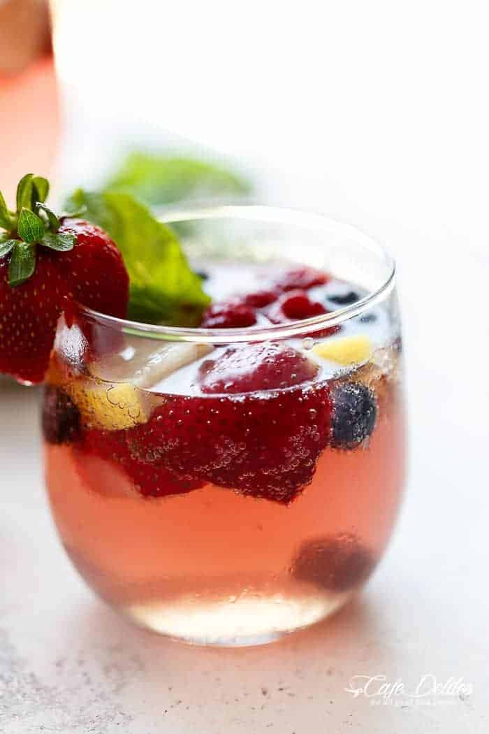 A beautiful and refreshing spin on a traditional Sangria using a mixture of frozen berries Berry Sangria