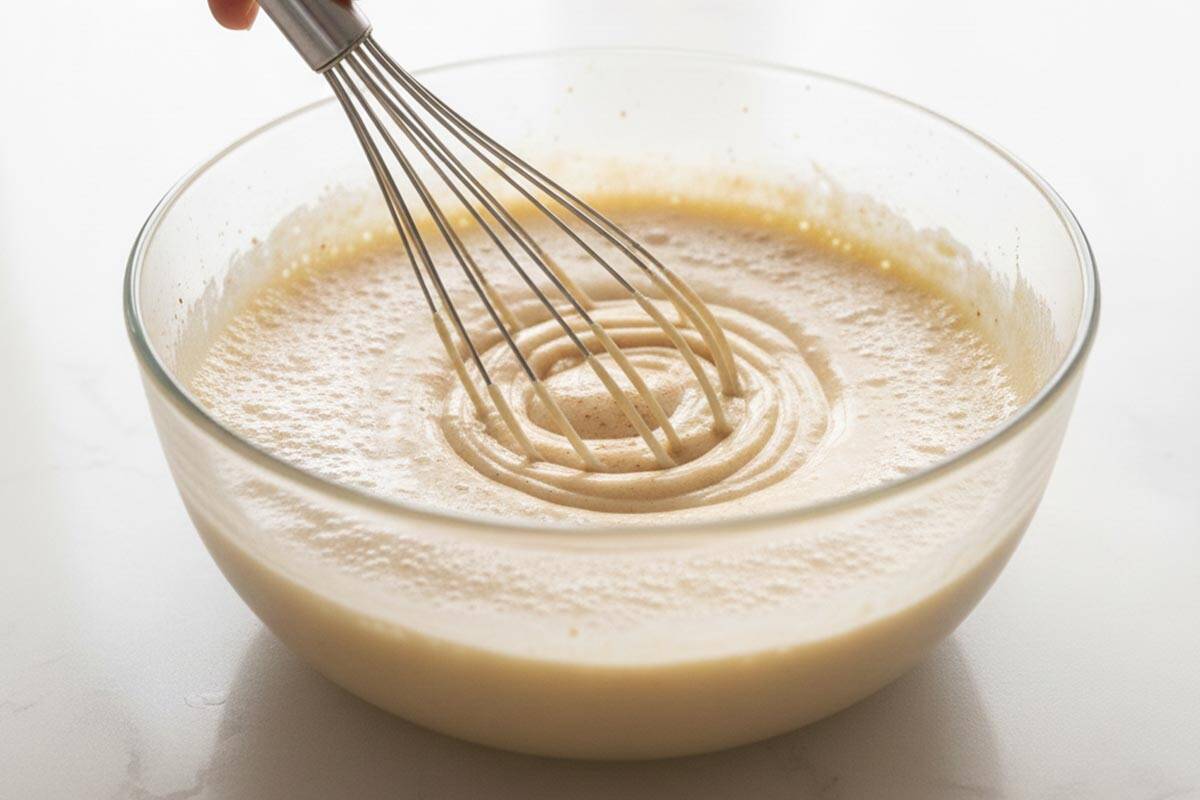 Whisked the eggs, milk, brown sugar, vanilla, cinnamon, and salt in a bowl. - 5