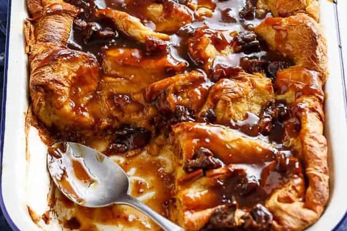 Close-up shot of Sticky Date French Toast Bake. - 8