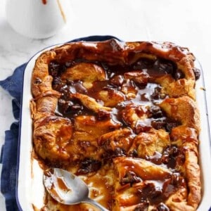 Sticky Date French Toast Bake in a baking tray