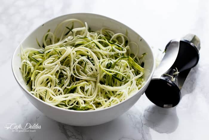 Avocado Alfredo Zoodles | https://cafedelites.com