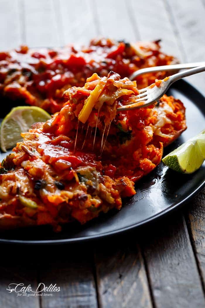 Merging two favourites into one delectable parcel Twice Baked Chicken Fajita Sweet Potatoes