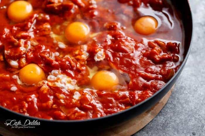 Eggs In Tomato Sauce (Shakshuka) | https://cafedelites.com