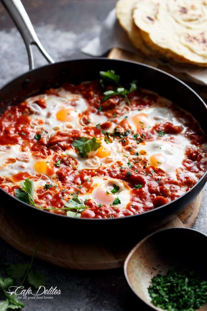 Eggs In Tomato Sauce (Shakshuka) | https://cafedelites.com