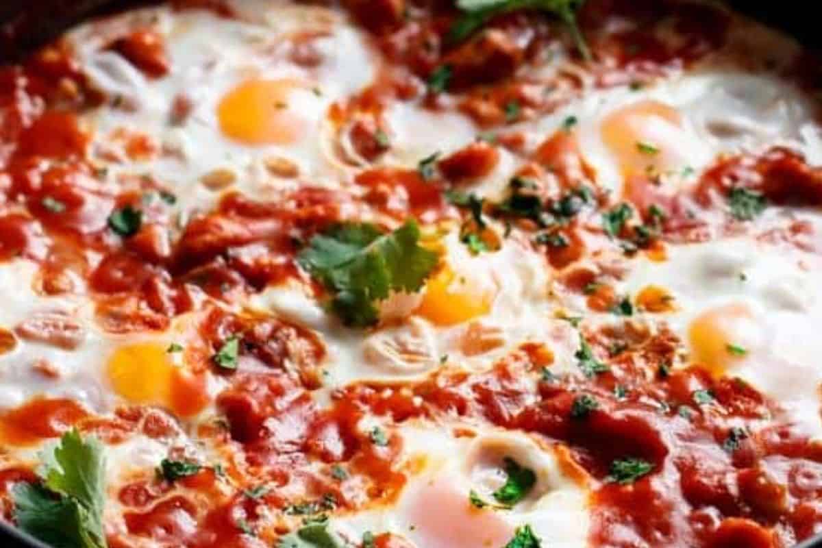 Sprinkle with parsley or cilantro and serve the shakshuka hot with flatbread for dipping