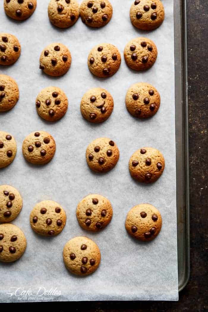 Mini Chocolate Chip Greek Yogurt Cookies | https://cafedelites.com