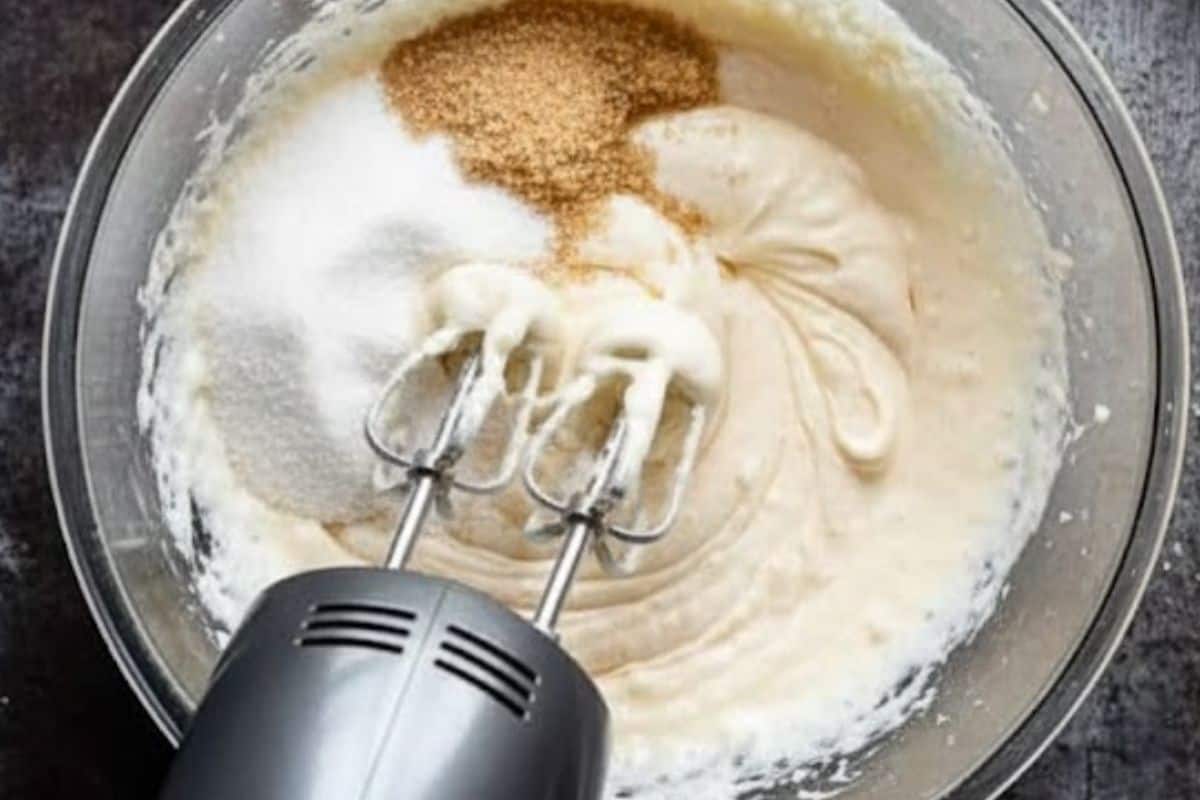 Use a mixer to beat the coconut oil with both sugars until combined, then add egg and vanilla.