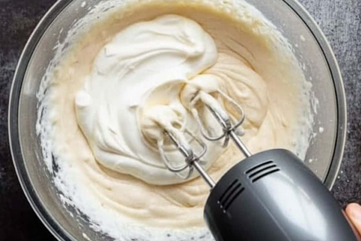 Mix the full-fat Greek yogurt into the batter.