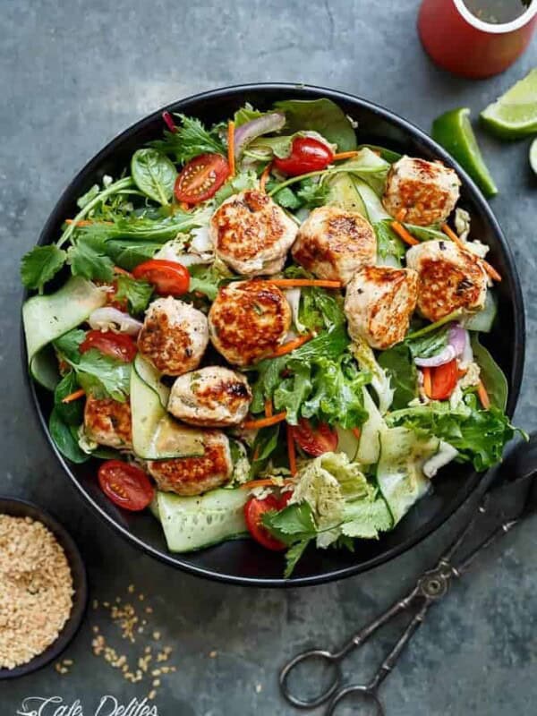 A Thai Chicken Meatball Salad full of Thai-inspired flavours, healthy, filling and low in fat, perfect for lunch or dinner
