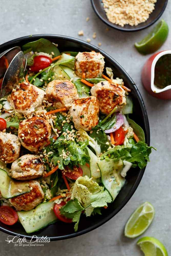  A Thai Chicken Meatball Salad full of Thai Thai Chicken Meatball Salad