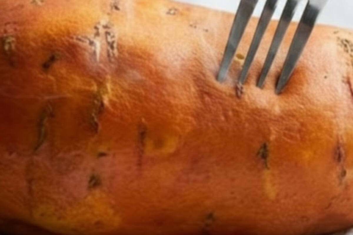 Wrap the sweet potatoes in paper towels and microwave on high for 10 minutes. Carefully unwrap, pierce with a fork - 3