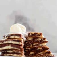 Zebra Marble Pancakes are a step up from normal pancakes and a twist on the popular Zebra cake! Incredibly easy to make AND perfectly fluffy! | https://cafedelites.com