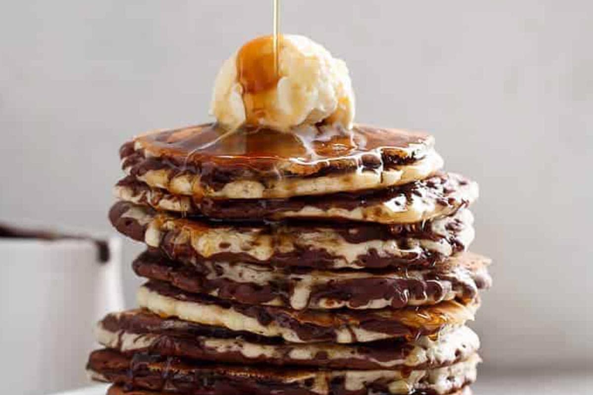 Close-up shot of Zebra Pancakes.