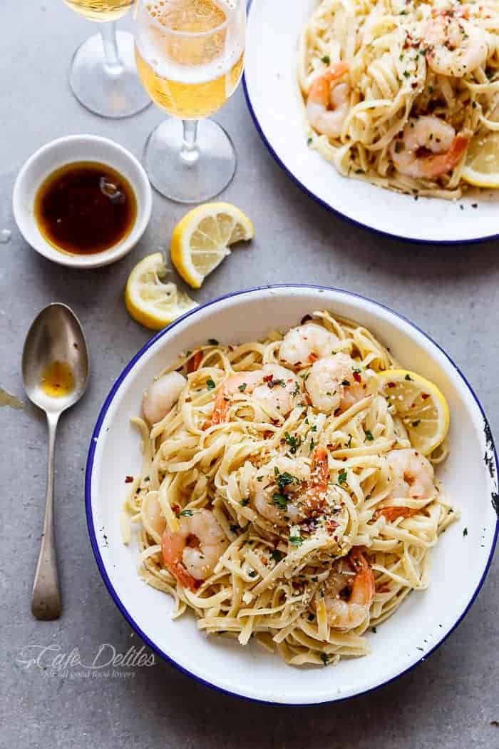 Browned Butter Shrimp Scampi with Parmesan Pasta! Recipe includes a VIDEO! | https://cafedelites.com
