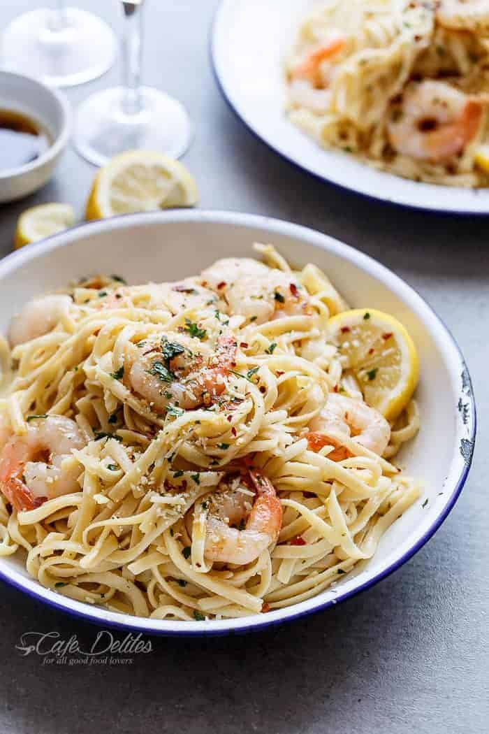 Browned Butter Shrimp Scampi with Parmesan Pasta! Recipe includes a VIDEO! | https://cafedelites.com