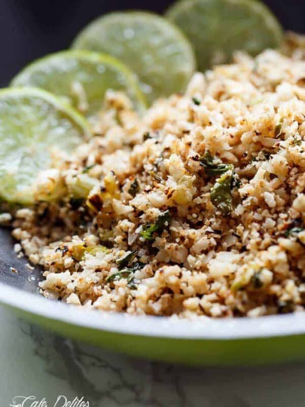 Cilantro Lime Cauliflower Rice in a bowl