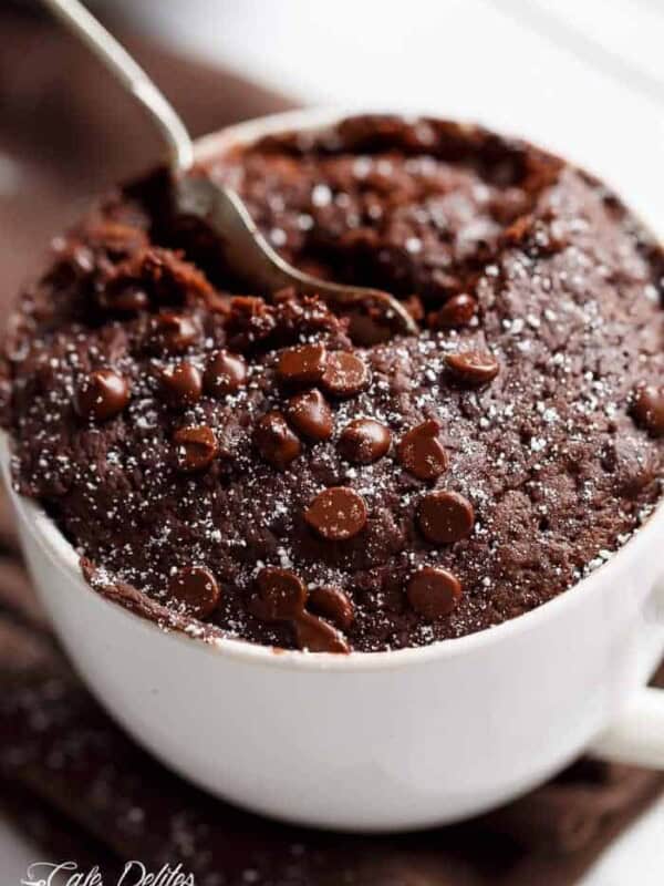 Zoom in image of Low Fat Chocolate Mug Cake with spoon