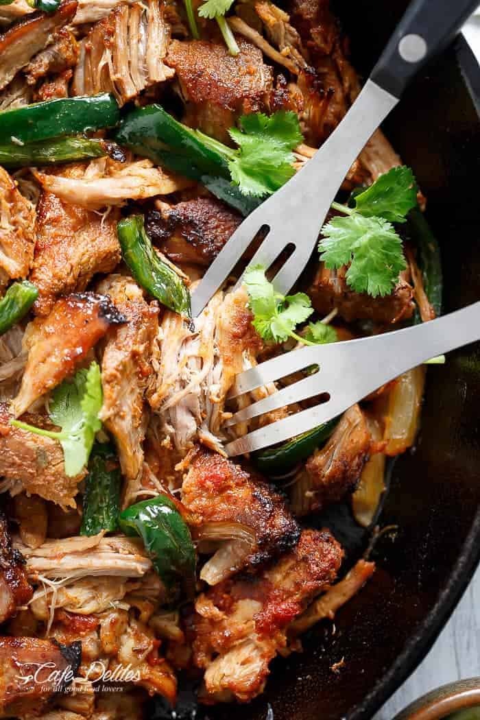  Poblano Peppers smothered in so much flavour Crispy Slow Cooker Carnitas (Mexican Pulled Pork)