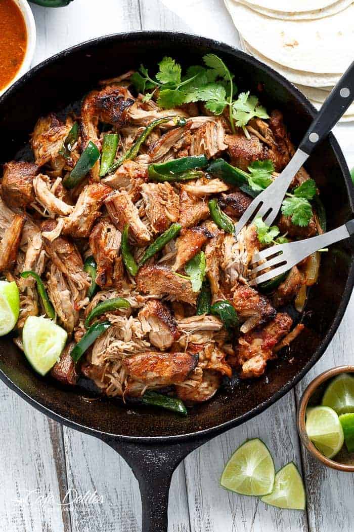 Crispy Slow Cooker Carnitas (Mexican Pulled Pork) - Cafe Delites