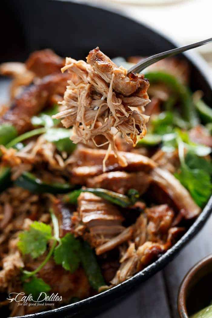 Crispy Slow Cooker Pork Carnitas (Mexican Pulled Pork) | https://cafedelites.com