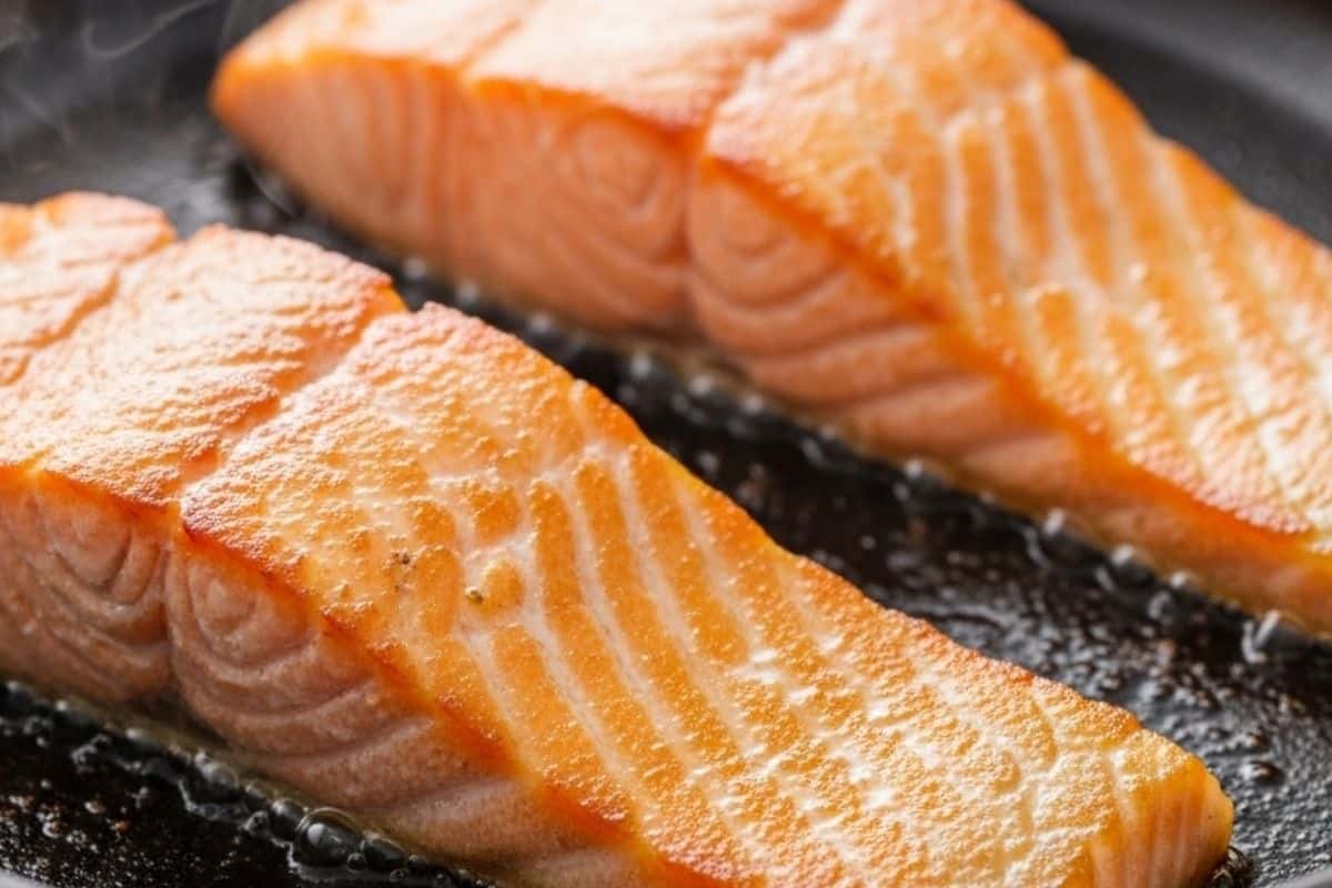 sear the salmon in the large skillet