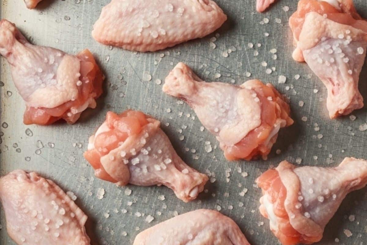 Trim any excess skin from the wings and season with sea salt and toss with the remaining glaze and bake for 10 to 15 minutes.