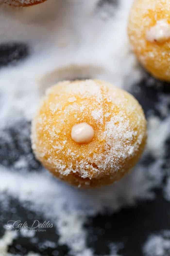 Strawberry Cheesecake Donut Holes | https://cafedelites.com