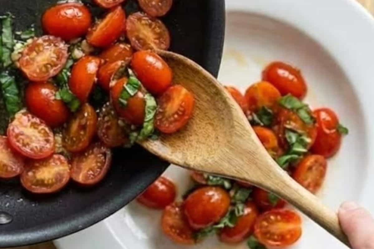 Hold Half The Tomatoes: Remove half of the tomato basil mixture from the skillet