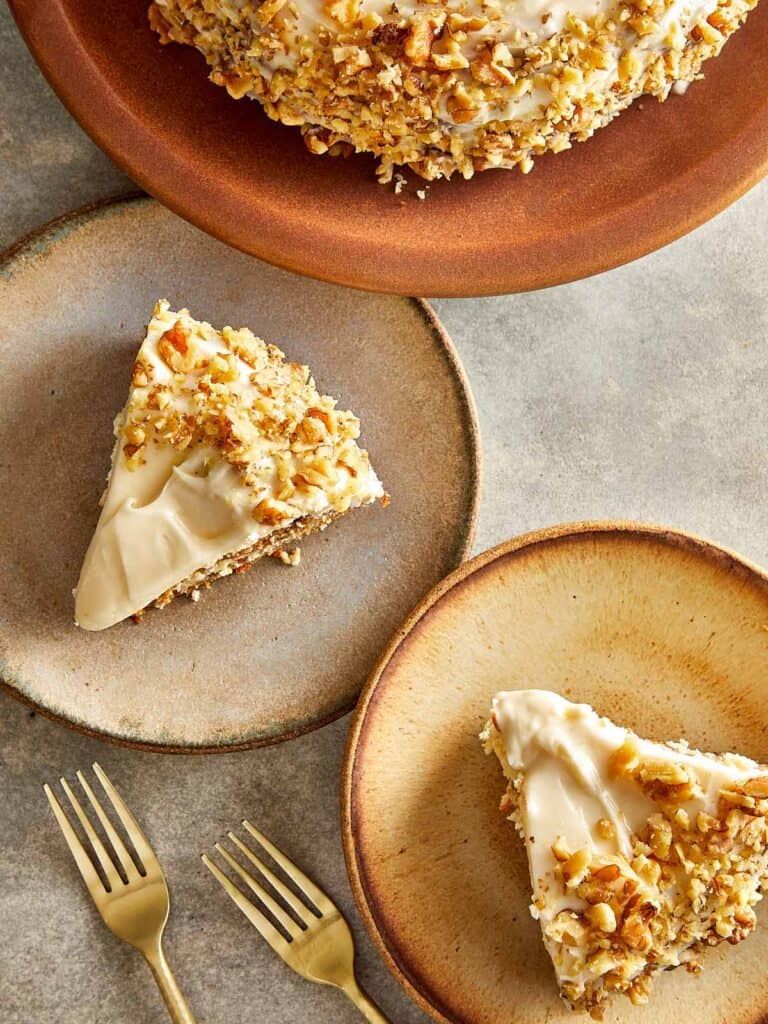 Slices of Carrot Cake Cheesecake ready to eat