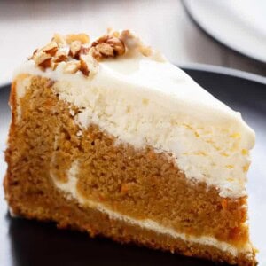 A piece of Carrot Cake Cheesecake