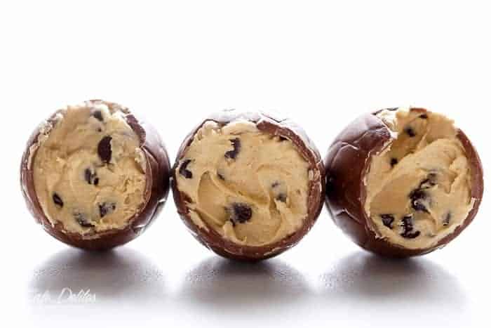 Chocolate Chip Cookie Dough Filled Easter Eggs | https://cafedelites.com