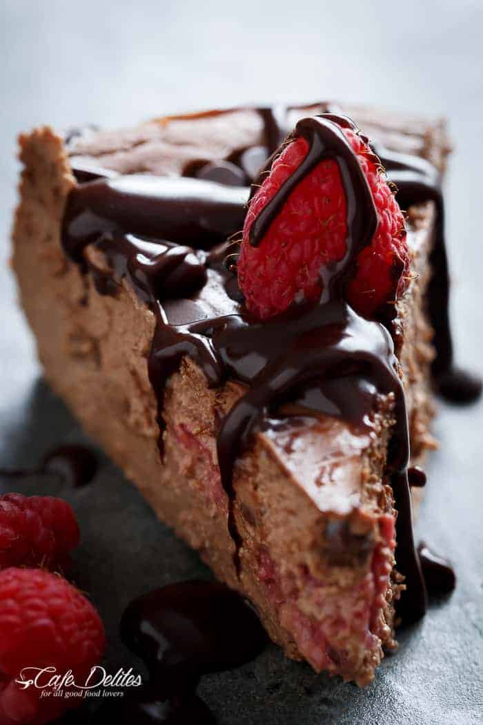 Crustless Chocolate Raspberry Cheesecake-14