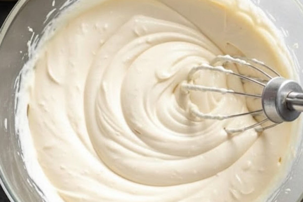 Beat the cream cheese, yogurt, and sweetener on low