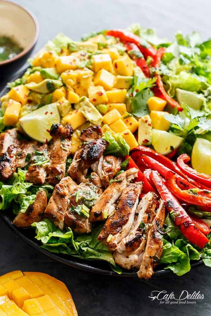 Top view image of Cilantro Lime Chicken Salad + Mango Avocado Salsa 