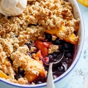Mango Blueberry Crumble in a bowl