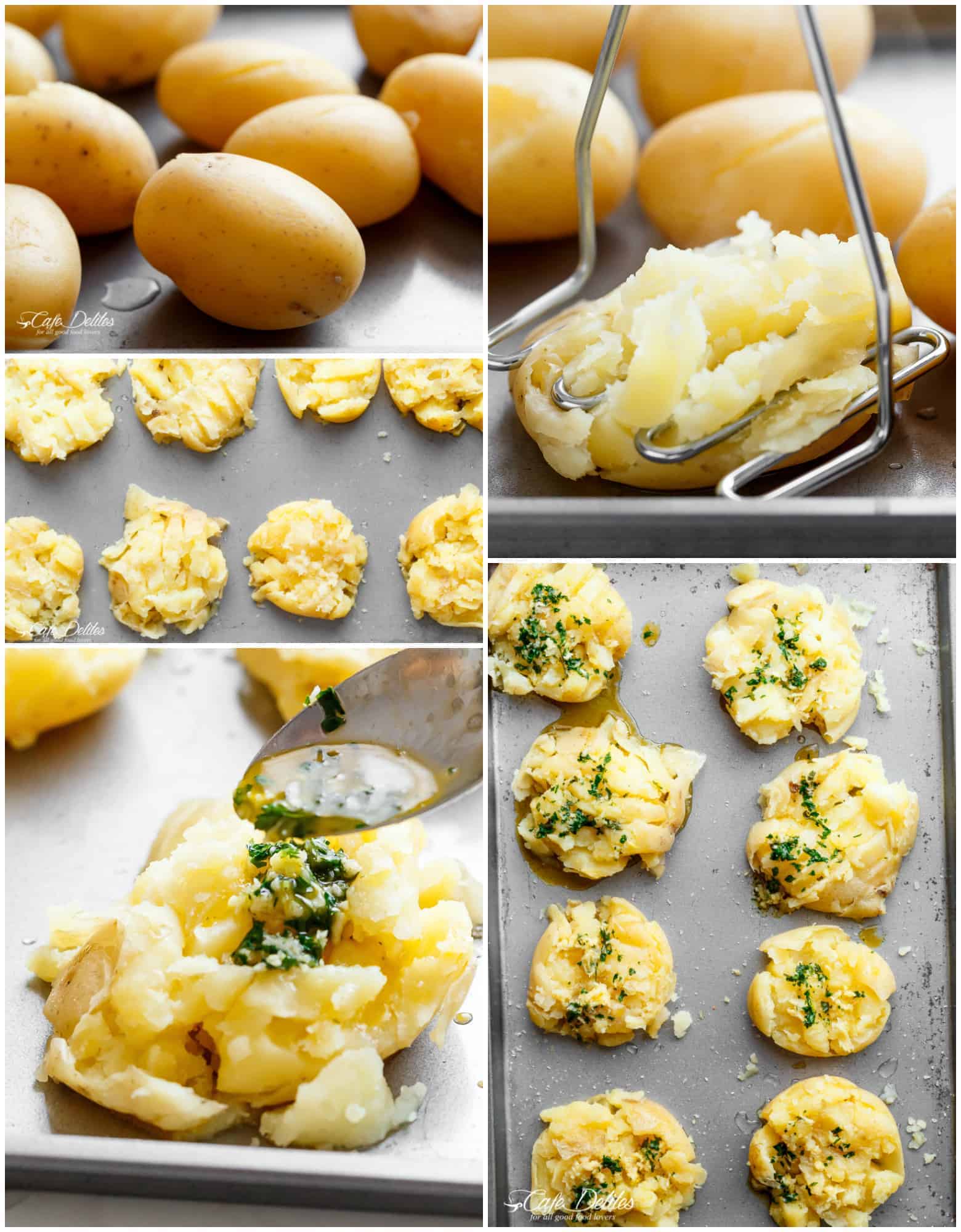 These Crispy Garlic Butter Parmesan Smashed Potatoes are the most delicious side dish Crispy Garlic Butter Parmesan Smashed Potatoes