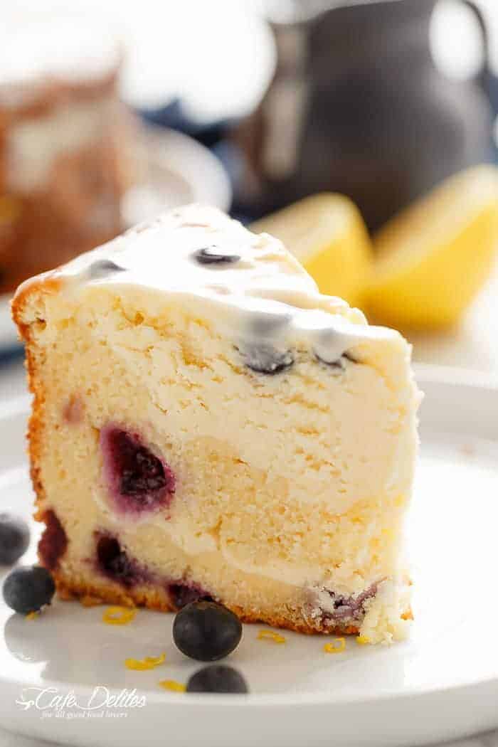 Lemon Blueberry Cheesecake Cake Recipe | OMG Chocolate Desserts