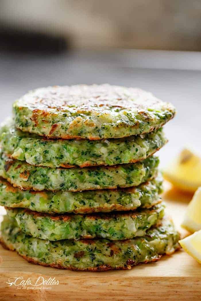 Crispy Broccoli Parmesan Fritters -- baked instead of fried -- is a great way to deliciously stash veggies for both children and adults! | https://cafedelites.com