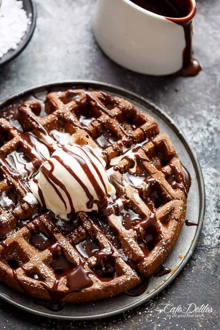 Eggless Chocolate Oreo Waffles - Bake with Shivesh