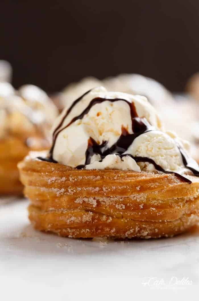 Churro Ice Cream Bowls (Cups) | https://cafedelites.com