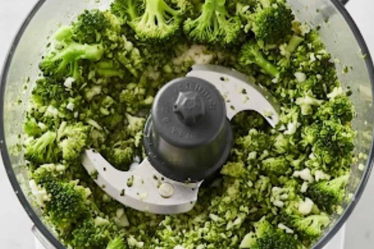 Cut the broccoli into florets and trim the woody end. Pulse florets in a food processor until finely chopped.
