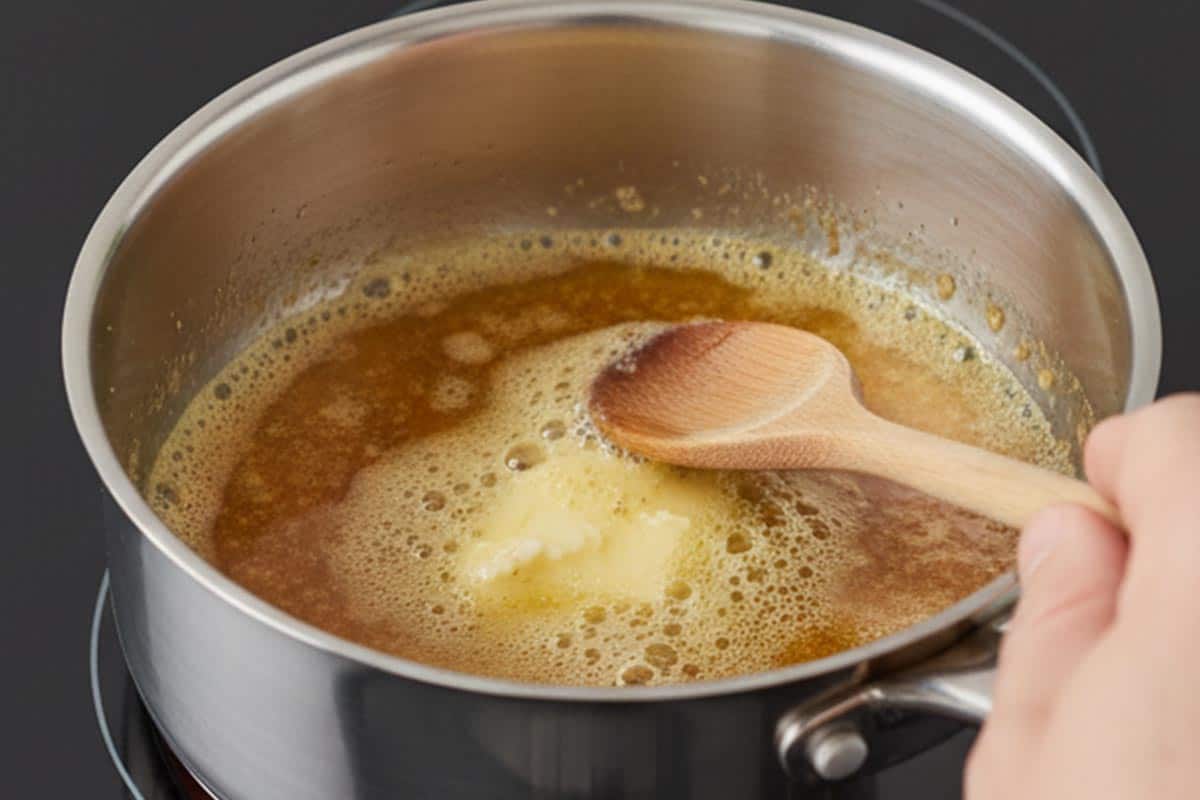 Melting the butter in a saucepan.