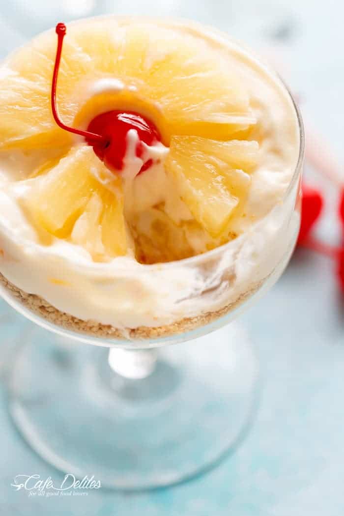  a twist on the traditional Pineapple Upside Down Cake No Bake Pineapple Cheesecakes